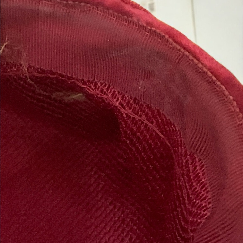 1960s Raspberry Red Vintage Velvet Turban Hat with Jewel Accent - Picture 11 of 14